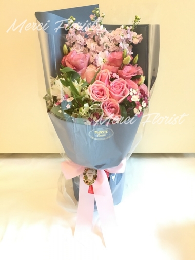 **KBQ27** Maria Rose Long Bouquet - 8 pcs<br>瑪利亞玫瑰 長形花束 - 8 枝